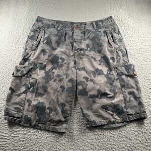 GAP Project Red Cargo Shorts Mens 40 Gray Camo Button Fly‎ 100% Cotton Relaxed